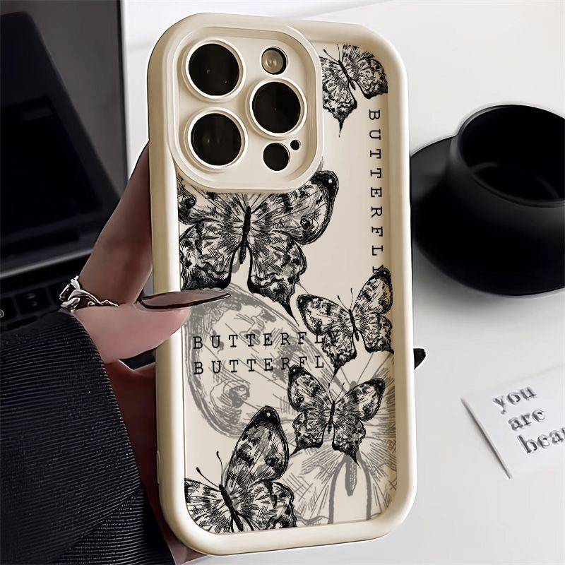 Retro Butterfly Print Drop-resistant iPhone Case