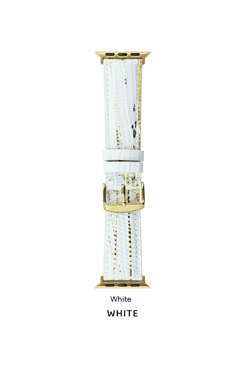 Bronzing Lizard Pattern Leather Apple Watch Strap