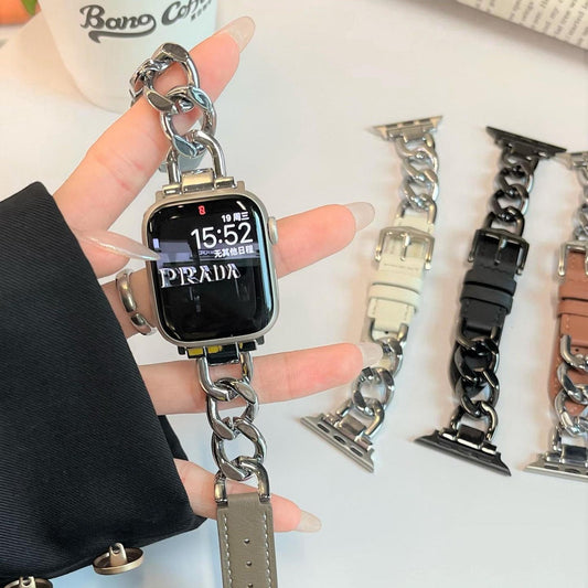 Classic Leather & Chain Apple Watch Strap