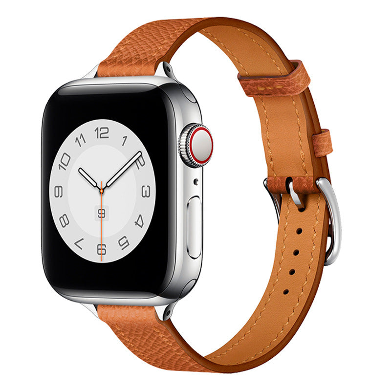 Single Ring and Slim Leather Apple Watch Strap