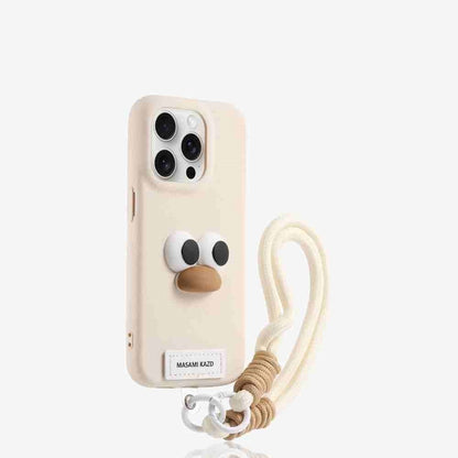 Faux Leather Drop-resistant iPhone Case With Lanyard