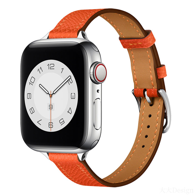 Single Ring and Slim Leather Apple Watch Strap