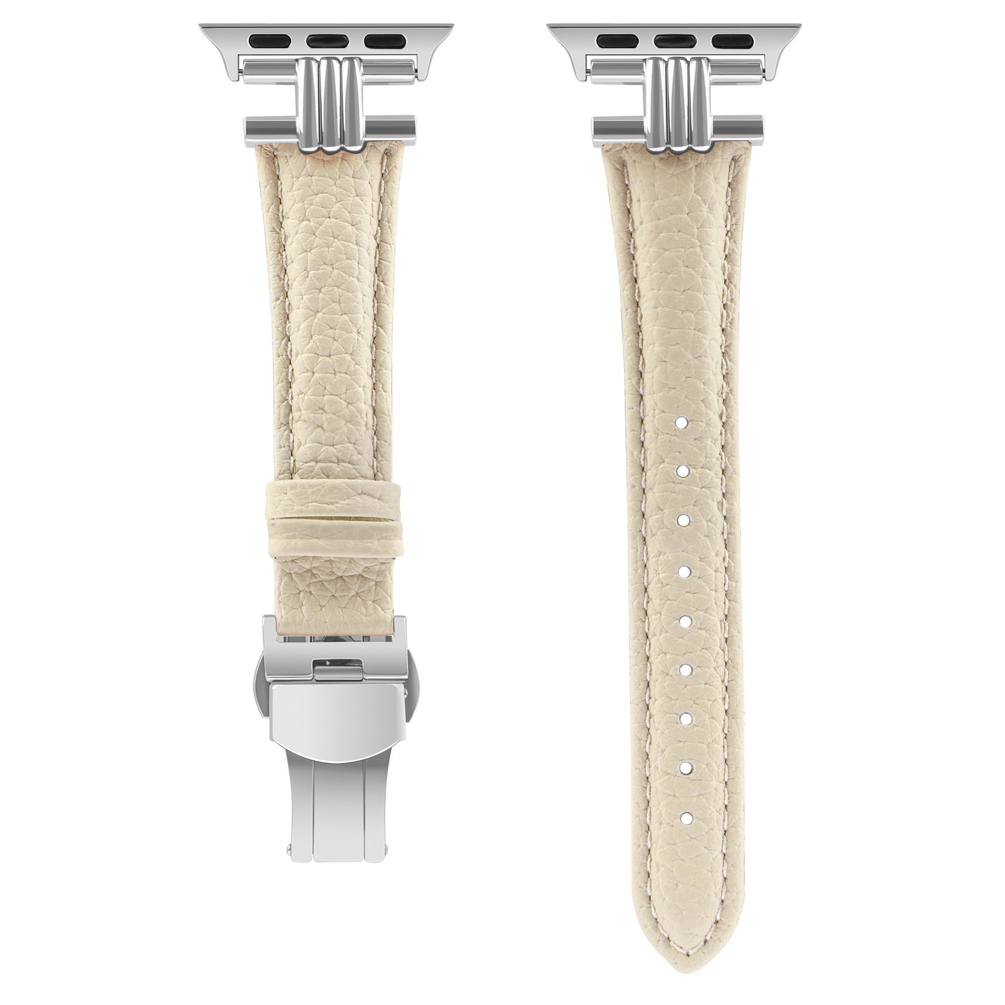 Three Vertical Head Metal Butterfly Buckle Apple Watch Strap