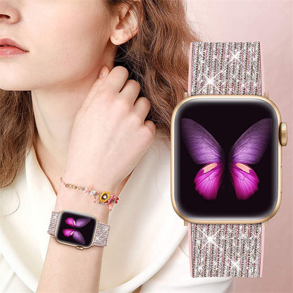 Leather Silicone Blingy Apple Watch Strap