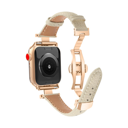 Three Vertical Head Metal Butterfly Buckle Apple Watch Strap