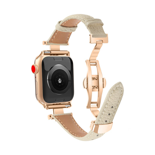 Three Vertical Head Metal Butterfly Buckle Apple Watch Strap