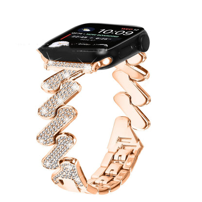 7-word Diamond-embedded Apple Watch Strap