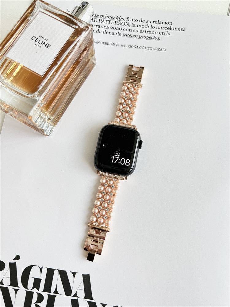 Women's Premium Pearl Chain Metal Apple Watch Strap