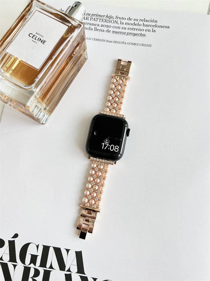 Women's Premium Pearl Chain Metal Apple Watch Strap