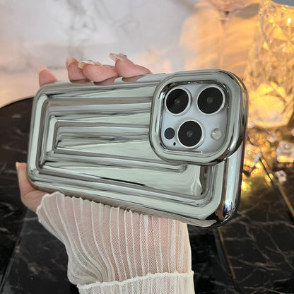 3D Stripe Pattern Chrome Plating Electroplated Apple iPhone case