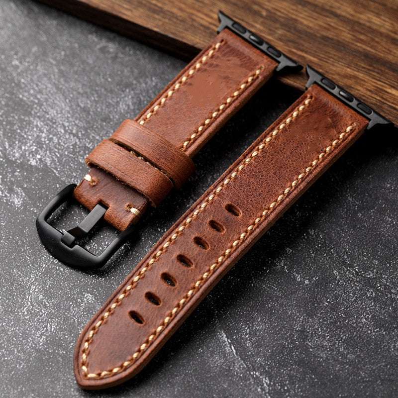 Hand-made Vintage Style Leather Apple Watch Strap