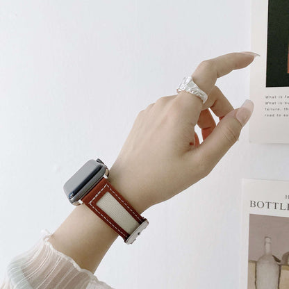 CASYFiE Browns Leather & Nylon Apple Watch Strap