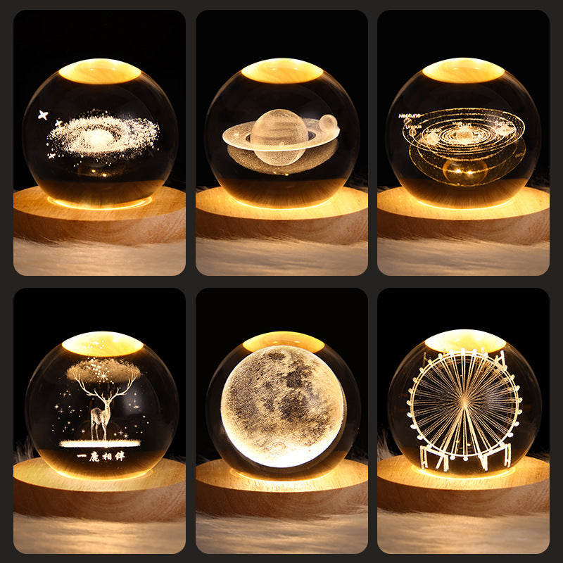 LED Night Light Galaxy Crystal Table Lamp